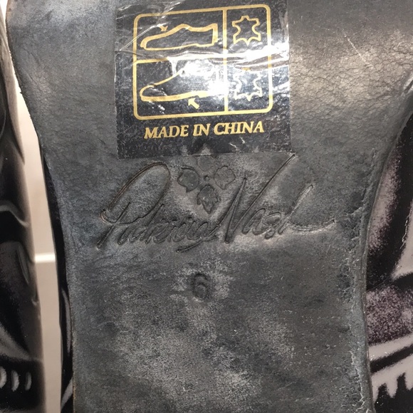 Patricia Nash mule gray black floral block heel size 6 - Picture 7 of 8